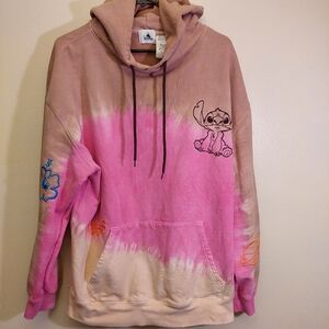 Disney Parks Stitch Pink And Brown Tie Dye Hoodie Sweathirt. Size Xl